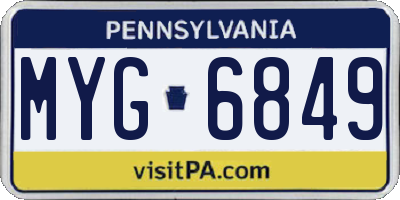 PA license plate MYG6849