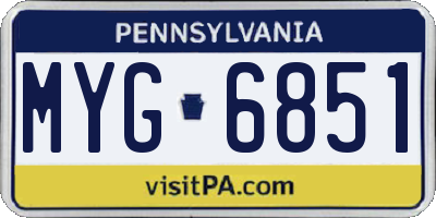 PA license plate MYG6851