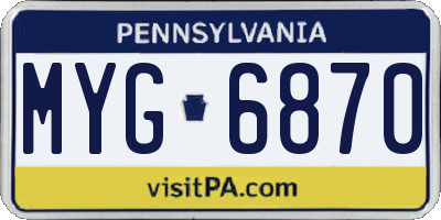 PA license plate MYG6870