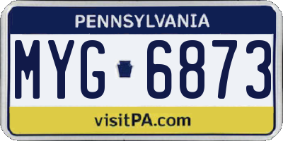 PA license plate MYG6873