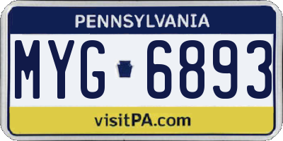 PA license plate MYG6893