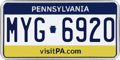 PA license plate MYG6920
