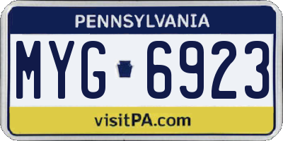 PA license plate MYG6923
