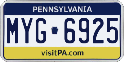 PA license plate MYG6925