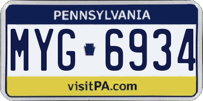 PA license plate MYG6934