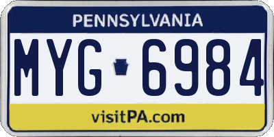 PA license plate MYG6984