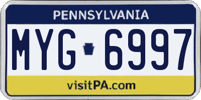 PA license plate MYG6997