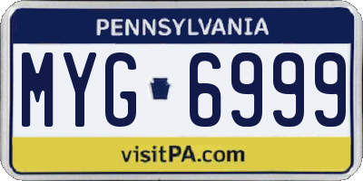 PA license plate MYG6999