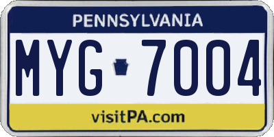 PA license plate MYG7004