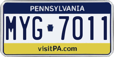 PA license plate MYG7011