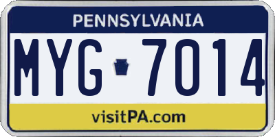 PA license plate MYG7014