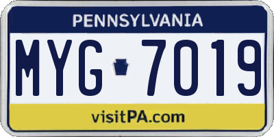 PA license plate MYG7019