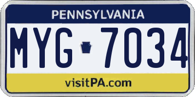 PA license plate MYG7034