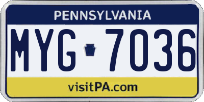 PA license plate MYG7036