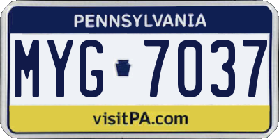 PA license plate MYG7037