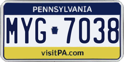 PA license plate MYG7038