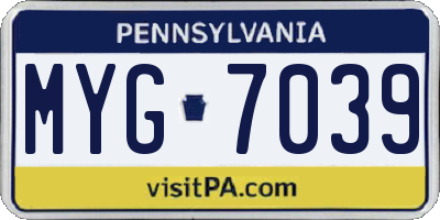 PA license plate MYG7039