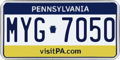 PA license plate MYG7050