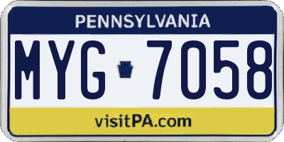 PA license plate MYG7058