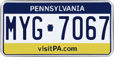 PA license plate MYG7067