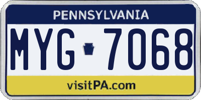 PA license plate MYG7068