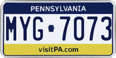 PA license plate MYG7073