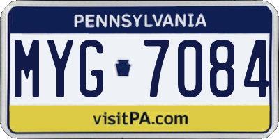 PA license plate MYG7084