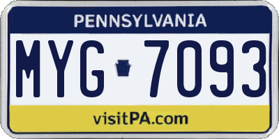 PA license plate MYG7093