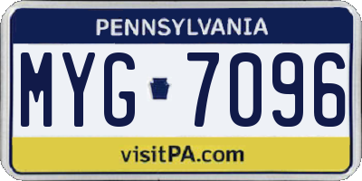 PA license plate MYG7096