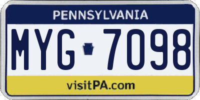 PA license plate MYG7098