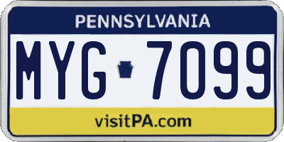 PA license plate MYG7099