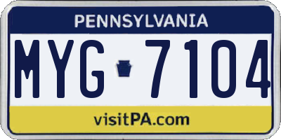 PA license plate MYG7104
