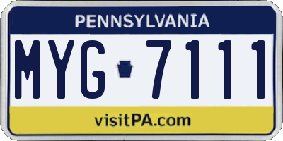 PA license plate MYG7111