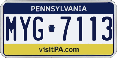 PA license plate MYG7113