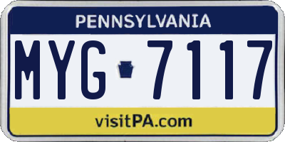 PA license plate MYG7117