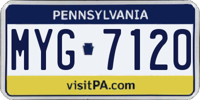 PA license plate MYG7120