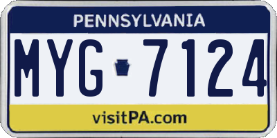 PA license plate MYG7124