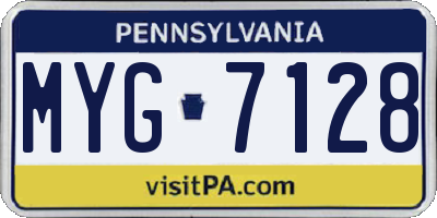 PA license plate MYG7128