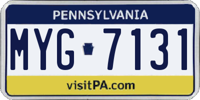 PA license plate MYG7131