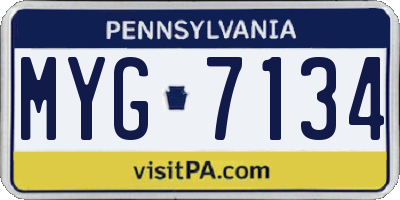 PA license plate MYG7134
