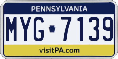 PA license plate MYG7139