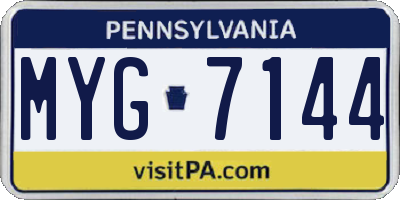 PA license plate MYG7144