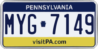 PA license plate MYG7149