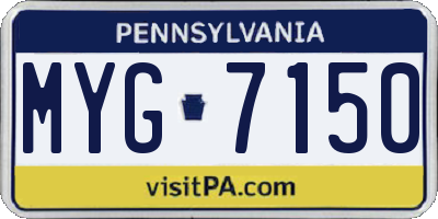 PA license plate MYG7150