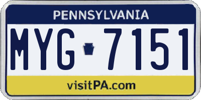 PA license plate MYG7151