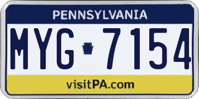 PA license plate MYG7154