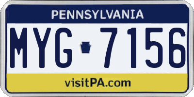 PA license plate MYG7156