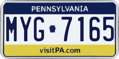 PA license plate MYG7165