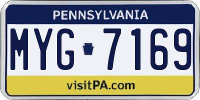 PA license plate MYG7169