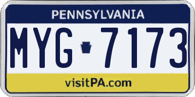 PA license plate MYG7173